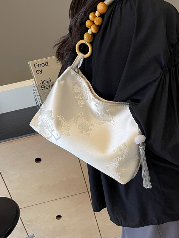 Summer Chinese-Style Women's Shoulder Bag - Large Capacity National Wind Tote Bucket Bag for Commuting