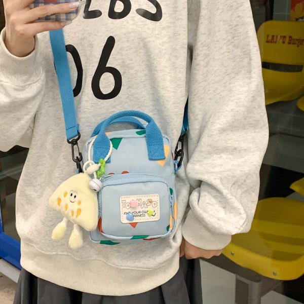 Summer Cute Cartoon Canvas Crossbody Bag for Women - High-End Zipper Phone Bag in Niche Style