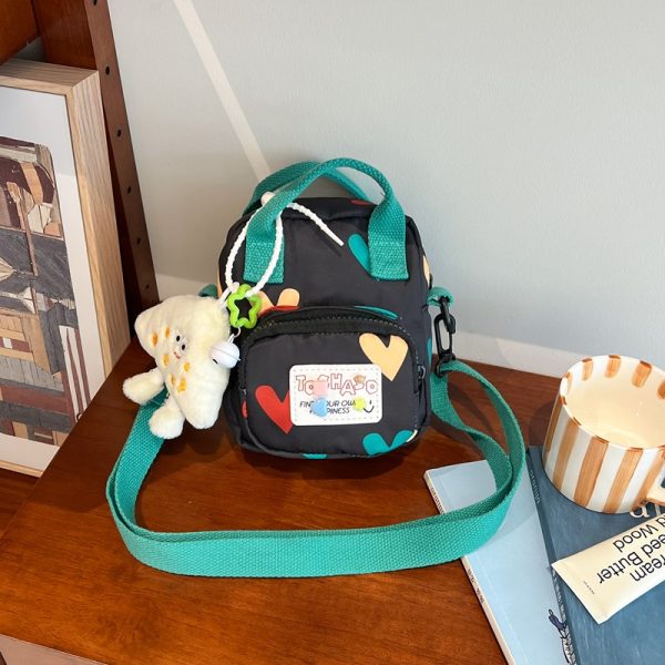 Summer Cute Cartoon Canvas Crossbody Bag for Women - High-End Zipper Phone Bag in Niche Style