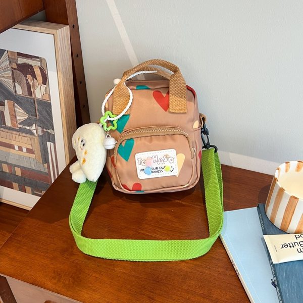 Summer Cute Cartoon Canvas Crossbody Bag for Women - High-End Zipper Phone Bag in Niche Style
