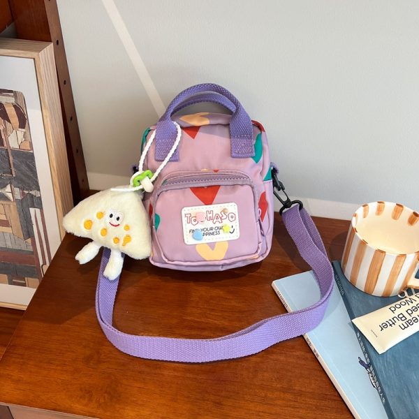 Summer Cute Cartoon Canvas Crossbody Bag for Women - High-End Zipper Phone Bag in Niche Style