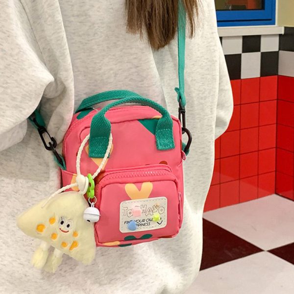 Summer Cute Cartoon Canvas Crossbody Bag for Women - High-End Zipper Phone Bag in Niche Style