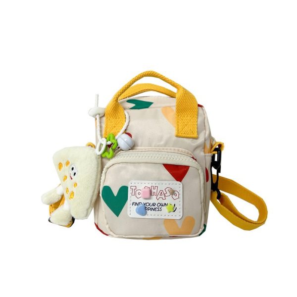 Summer Cute Cartoon Canvas Crossbody Bag for Women - High-End Zipper Phone Bag in Niche Style