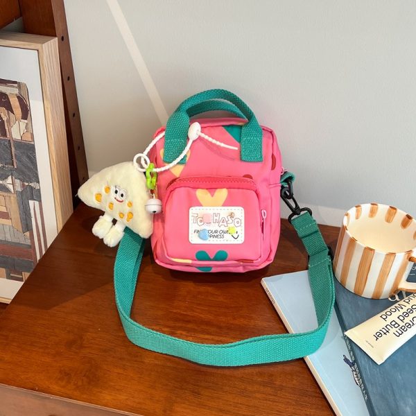 Summer Cute Cartoon Canvas Crossbody Bag for Women - High-End Zipper Phone Bag in Niche Style