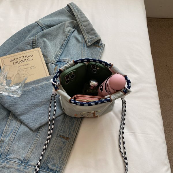 Summer Cute Embroidered Canvas Tote Bag for Women - 2025 Trendy Crossbody Commuting Phone Bag