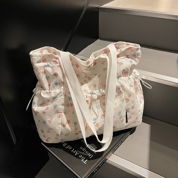 Summer Floral Tote Bag for Women - Large Capacity Canvas Shoulder Bag, Stylish Commuter & Student Essential, 2025 Trend