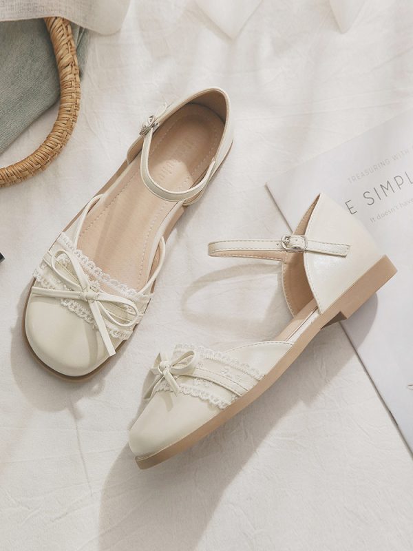 Summer French Open-Toe Sheepskin Sandals for Women - Fairy Style Hollow Single Shoes, New Model 2025
