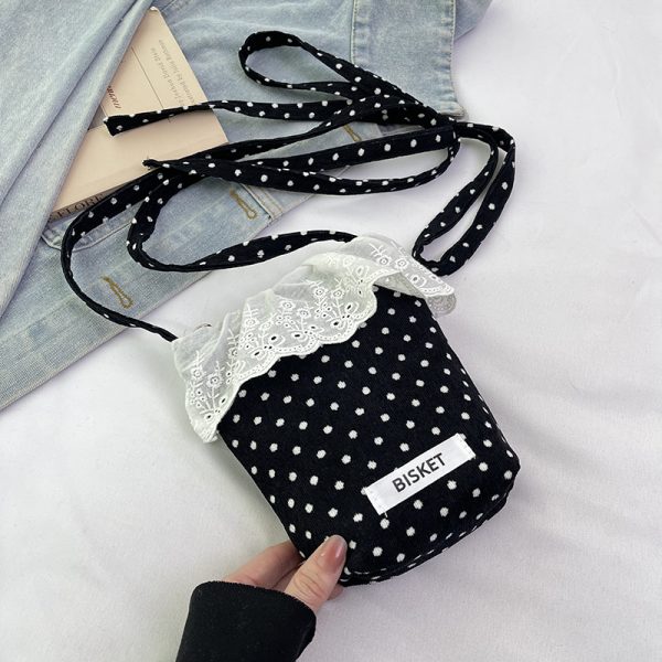 Summer Fresh Lace Mini Bag for Women - 2025 Fashion Plaid Zip Crossbody Phone Bag, Trendy Y2K Style