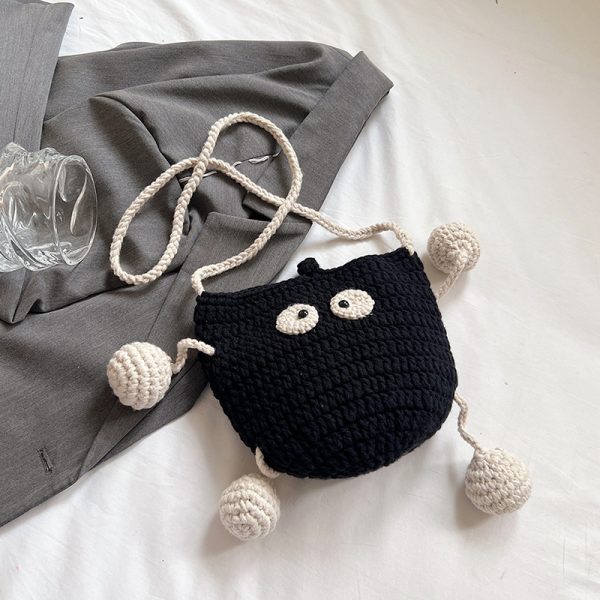 Summer Knitted Wool Bucket Bag for Women - Cute Woven Crossbody Phone Bag, Small Shoulder Bag, 2025 Fashion Essential