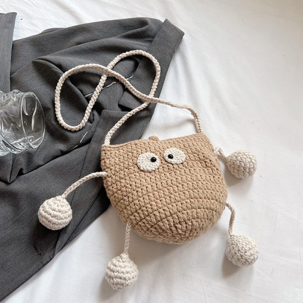 Summer Knitted Wool Bucket Bag for Women - Cute Woven Crossbody Phone Bag, Small Shoulder Bag, 2025 Fashion Essential