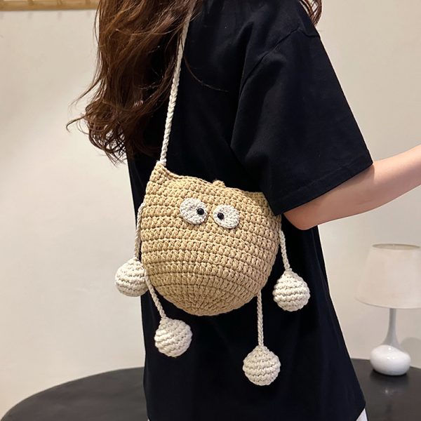 Summer Knitted Wool Bucket Bag for Women - Cute Woven Crossbody Phone Bag, Small Shoulder Bag, 2025 Fashion Essential