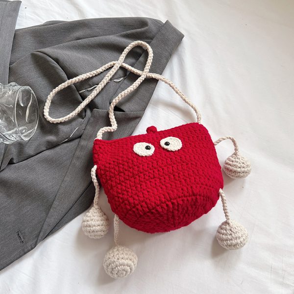 Summer Knitted Wool Bucket Bag for Women - Cute Woven Crossbody Phone Bag, Small Shoulder Bag, 2025 Fashion Essential