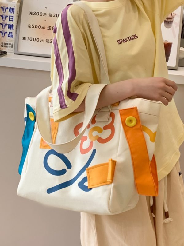 Summer Large Capacity Canvas Tote Bag for Women - Japanese Literary Style Versatile Commuting Shoulder Bag - Korean Fashion