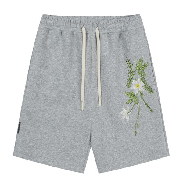 Summer Plant Series Double-Sided Jelly Feel Fabric Embroidered Sweatpants Shorts for Women - Y2K Aesthetic Fashion