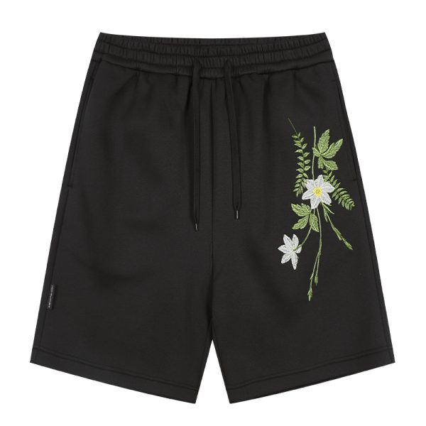 Summer Plant Series Double-Sided Jelly Feel Fabric Embroidered Sweatpants Shorts for Women - Y2K Aesthetic Fashion