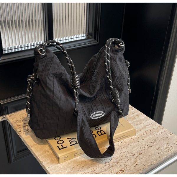 Summer Pleated Canvas Bag for Women - Large Capacity Commuter Dumpling Crossbody Bag, Niche INS Korean Style Versatile Tote