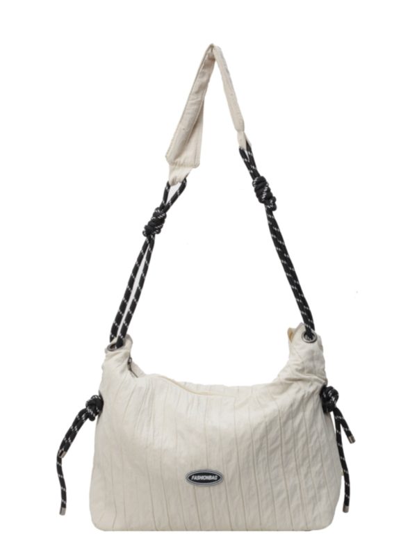 Summer Pleated Canvas Bag for Women - Large Capacity Commuter Dumpling Crossbody Bag, Niche INS Korean Style Versatile Tote