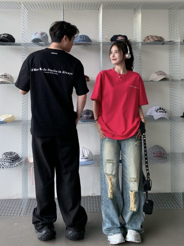 Summer Printed Letter Short Sleeve T-Shirt for Women - Loose Versatile Couple Top in Casual Style