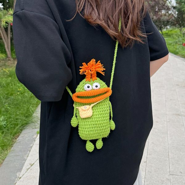 Summer Quirky Knitted Crossbody Mini Bag for Women - Cute Cartoon Phone Bag in Unique Design, 2025 Trendy Style