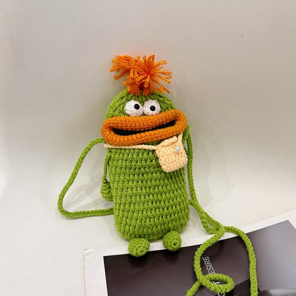 Summer Quirky Knitted Crossbody Mini Bag for Women - Cute Cartoon Phone Bag in Unique Design, 2025 Trendy Style
