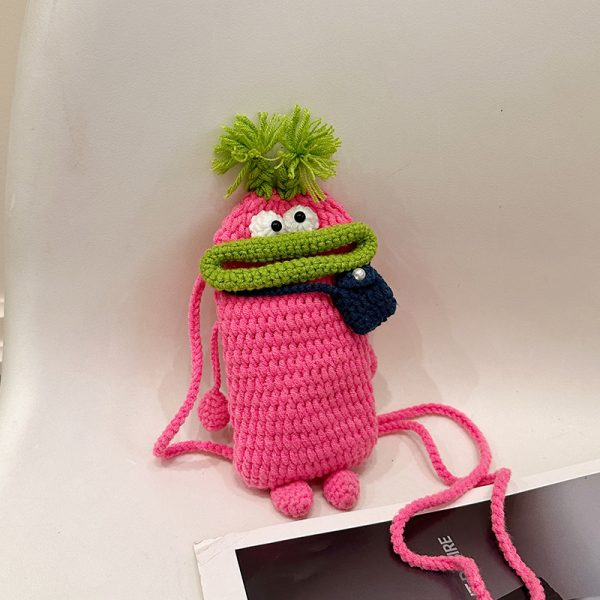Summer Quirky Knitted Crossbody Mini Bag for Women - Cute Cartoon Phone Bag in Unique Design, 2025 Trendy Style