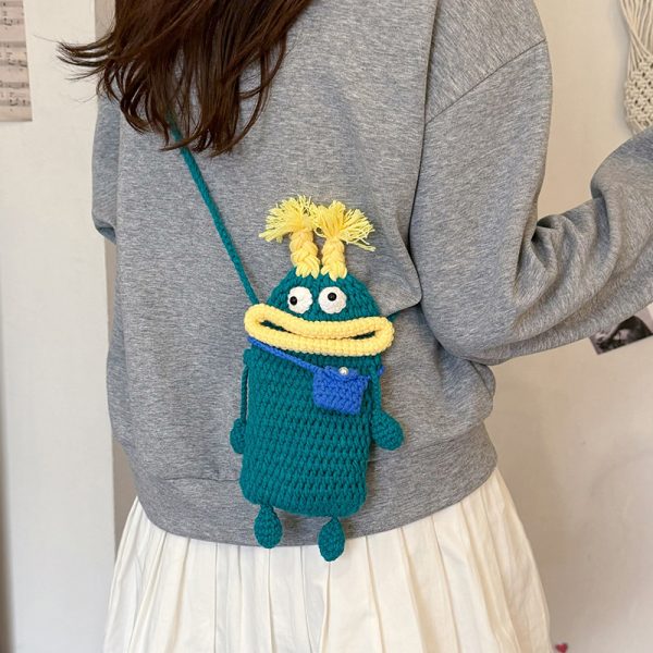 Summer Quirky Knitted Crossbody Mini Bag for Women - Cute Cartoon Phone Bag in Unique Design, 2025 Trendy Style