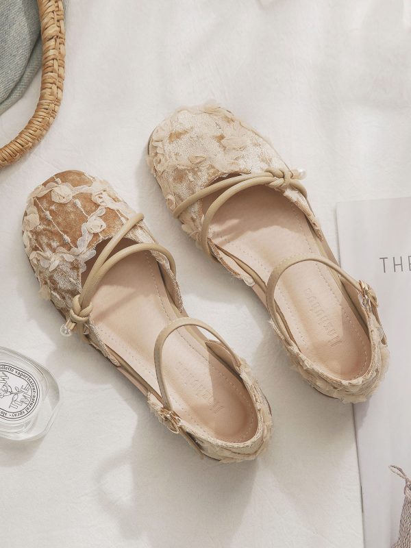 Summer Retro Sheepskin Flat Fairy-Style Open-Toe Sandals for Women - Hollow Design Perfect for Skirts