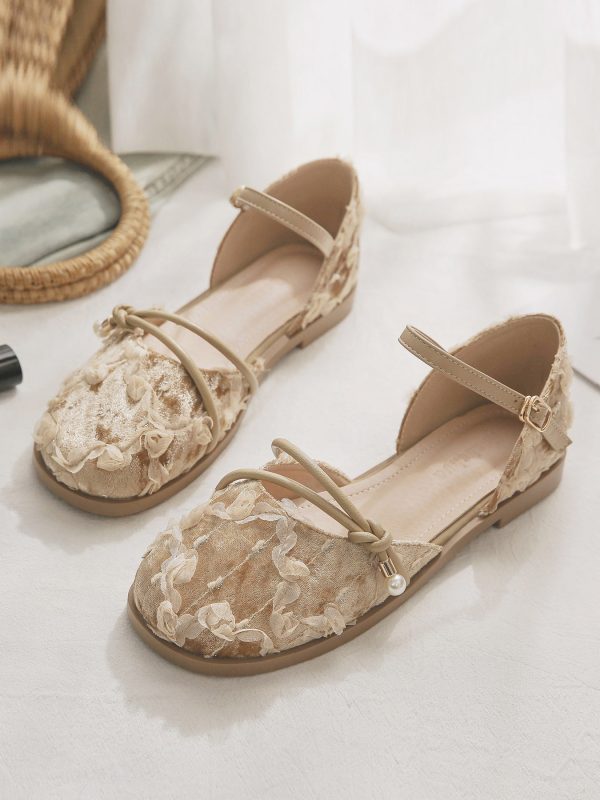 Summer Retro Sheepskin Flat Fairy-Style Open-Toe Sandals for Women - Hollow Design Perfect for Skirts