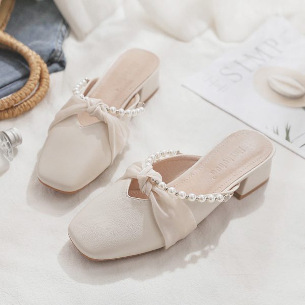 Summer Sheepskin Open-Toe Half Slippers for Women - Fairy Style French Single Shoes Perfect for Skirts