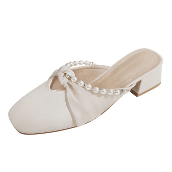 Summer Sheepskin Open-Toe Half Slippers for Women - Fairy Style French Single Shoes Perfect for Skirts