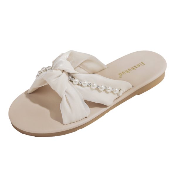 Summer Sheepskin Slippers for Women - French Style One-Word Matching Skirt Shoes for Outdoor Wear