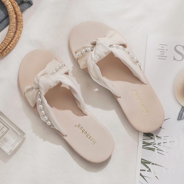 Summer Sheepskin Slippers for Women - French Style One-Word Matching Skirt Shoes for Outdoor Wear