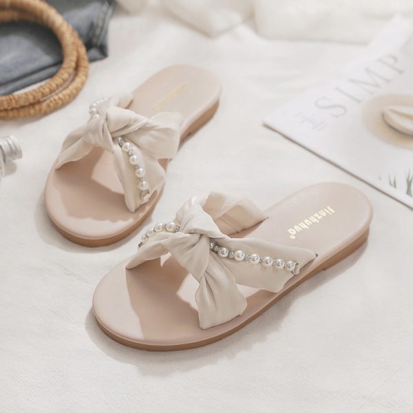 Summer Sheepskin Slippers for Women - French Style One-Word Matching Skirt Shoes for Outdoor Wear