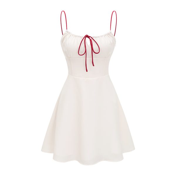 Summer Slim Waist A-Line Short White Camisole Dress - Self-Made European American Style, Perfect for 90s and Y2K Fashion
