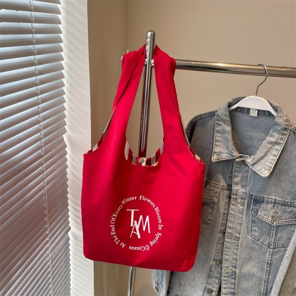 Summer Striped Canvas Tote Bag for Women - Large Capacity Double-Sided Shoulder Commuter Bag - Versatile Fashion Accessory