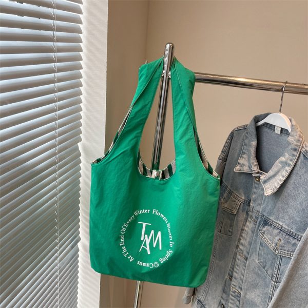 Summer Striped Canvas Tote Bag for Women - Large Capacity Double-Sided Shoulder Commuter Bag - Versatile Fashion Accessory