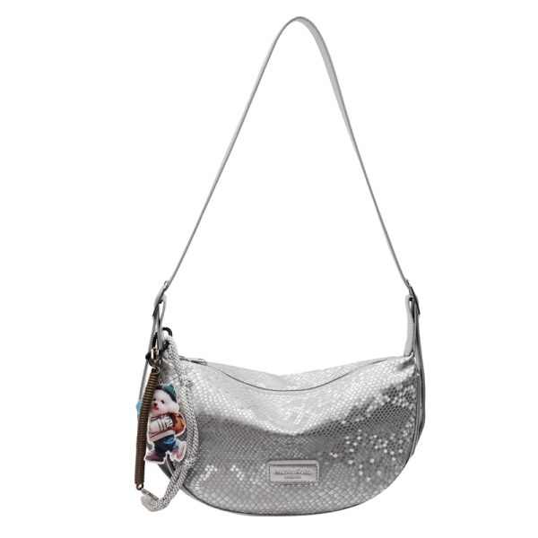 Summer Textured Silver Dumpling Bag for Women - 2025 New Style, Versatile Crossbody Phone Bag, Trendy and Functional