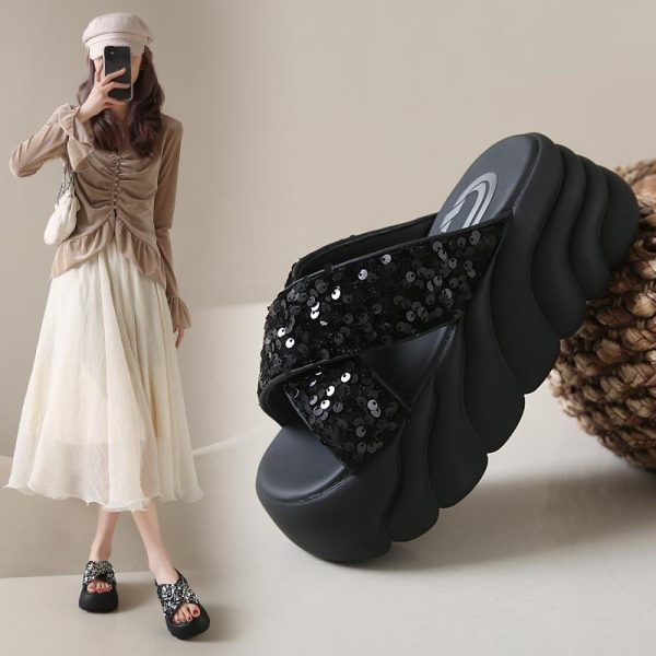 Summer Thick-Soled Sandals for Women, Height-Increasing Fairy Style, Slip-On Design, Perfect for Skirts - 2025 Trend