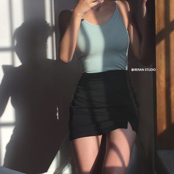 Summer Versatile Sexy Deep Back V-Neck Solid Color Tank Top - European & American Style, Chic Essential for Y2K Fashion