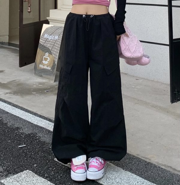 Summer Women's Loose Wide-Leg Work Pants - Mid-Waist Casual Straight Trousers in American Style, Slimming Fit