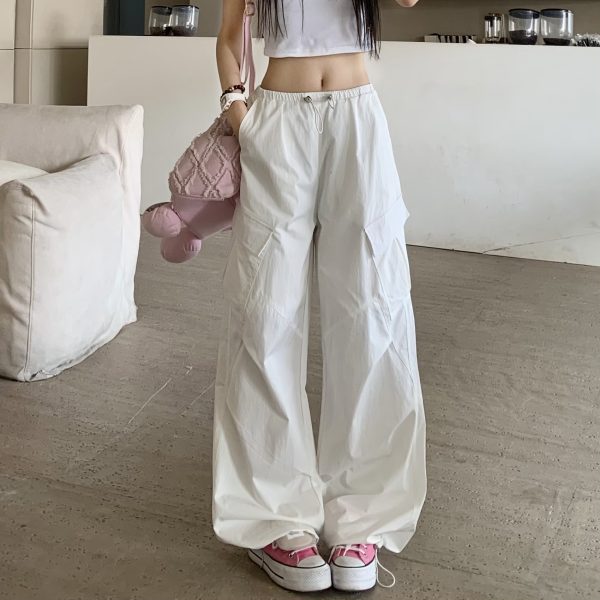 Summer Women's Loose Wide-Leg Work Pants - Mid-Waist Casual Straight Trousers in American Style, Slimming Fit