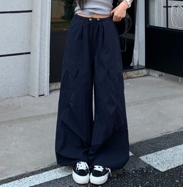 Summer Women's Loose Wide-Leg Work Pants - Mid-Waist Casual Straight Trousers in American Style, Slimming Fit