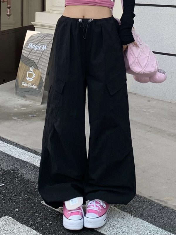 Summer Women's Loose Wide-Leg Work Pants - Mid-Waist Casual Straight Trousers in American Style, Slimming Fit