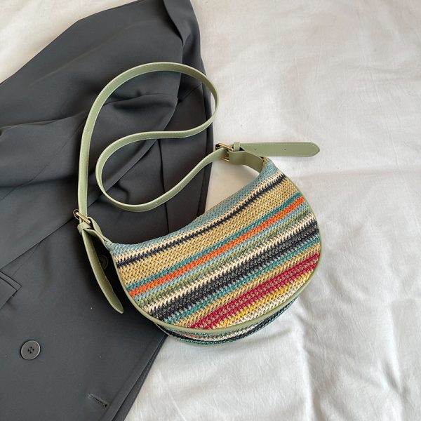Summer Woven Straw Dumpling Bag for Women - Brown Crossbody Phone Bag, Perfect for Beach Vacations 2025