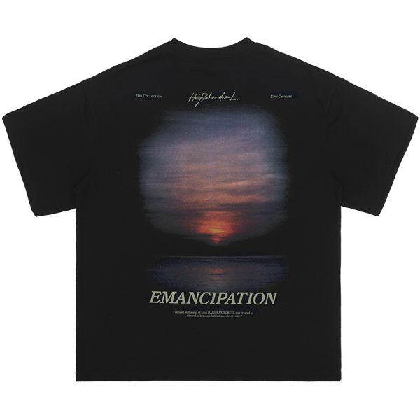 Sunset American Street Short Sleeve Pure Cotton T-Shirt for Couples - Trendy 90s Inspired Fashion