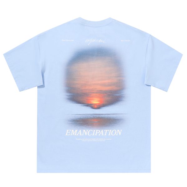 Sunset American Street Short Sleeve Pure Cotton T-Shirt for Couples - Trendy 90s Inspired Fashion