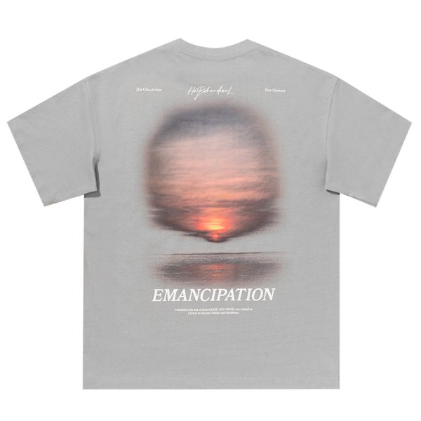 Sunset American Street Short Sleeve Pure Cotton T-Shirt for Couples - Trendy 90s Inspired Fashion