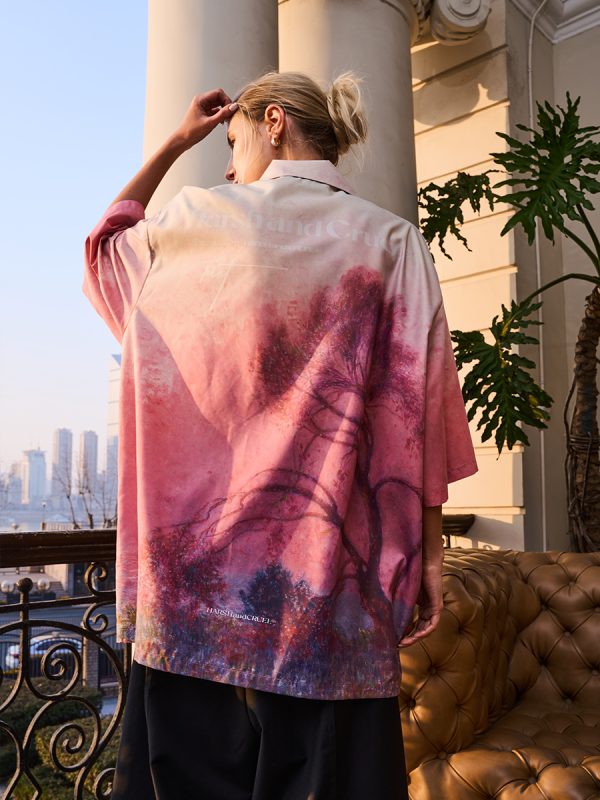 Sunset Impression Cuba Short Sleeve Shirt | Harsh and Cruel Style, Casual Wear, Vacation Fashion, Trendy Summer Top
