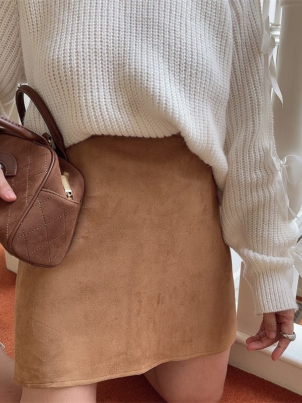 Super Versatile Handmade Retro Suede High-Waisted A-Line Half Skirt for Women - Stylish Short Skirt for Summer Fashion