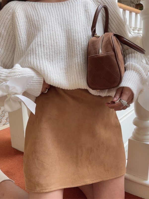 Super Versatile Handmade Retro Suede High-Waisted A-Line Half Skirt for Women - Stylish Short Skirt for Summer Fashion